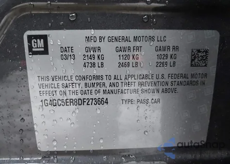 2013 Buick Lacrosse Leather Group из США, поврежденный, VIN 1G4GC5ER8DF273664